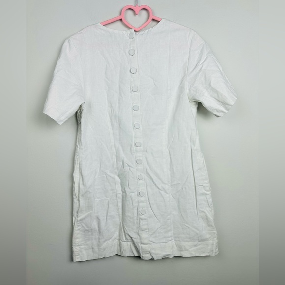 Abercrombie & Fitch White Short Sleeve Linen blend button Mini Dress Size MP - Picture 9 of 12